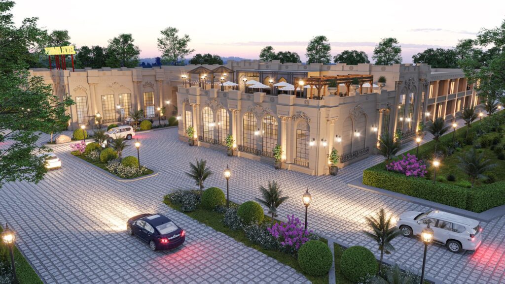 Alhamra Hotel, Mardan, at night